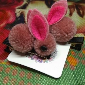 Pink Bunny Hair Clips